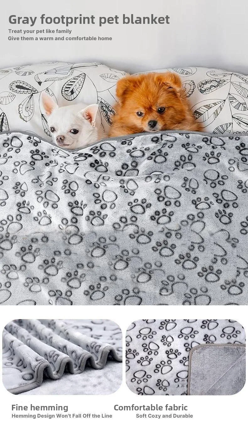 Soft Fluffy High Quality Pet Blanket Cute Cartoon Pattern Pet Mat Warm and Comfortable Blanket for Cat Dogs