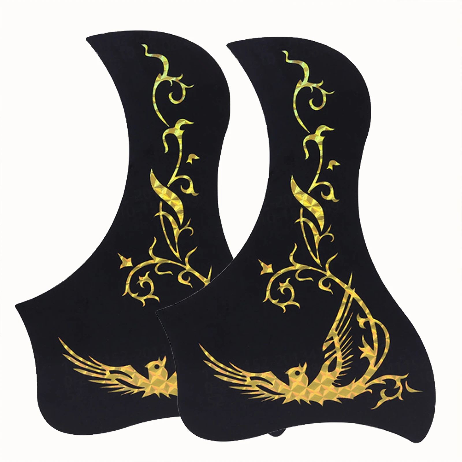 2 Pack Golden Phoenix Acoustic Guitar Pickguards, Self-Adhesive Decorative Pick Guard Stickers for Folk Guitar