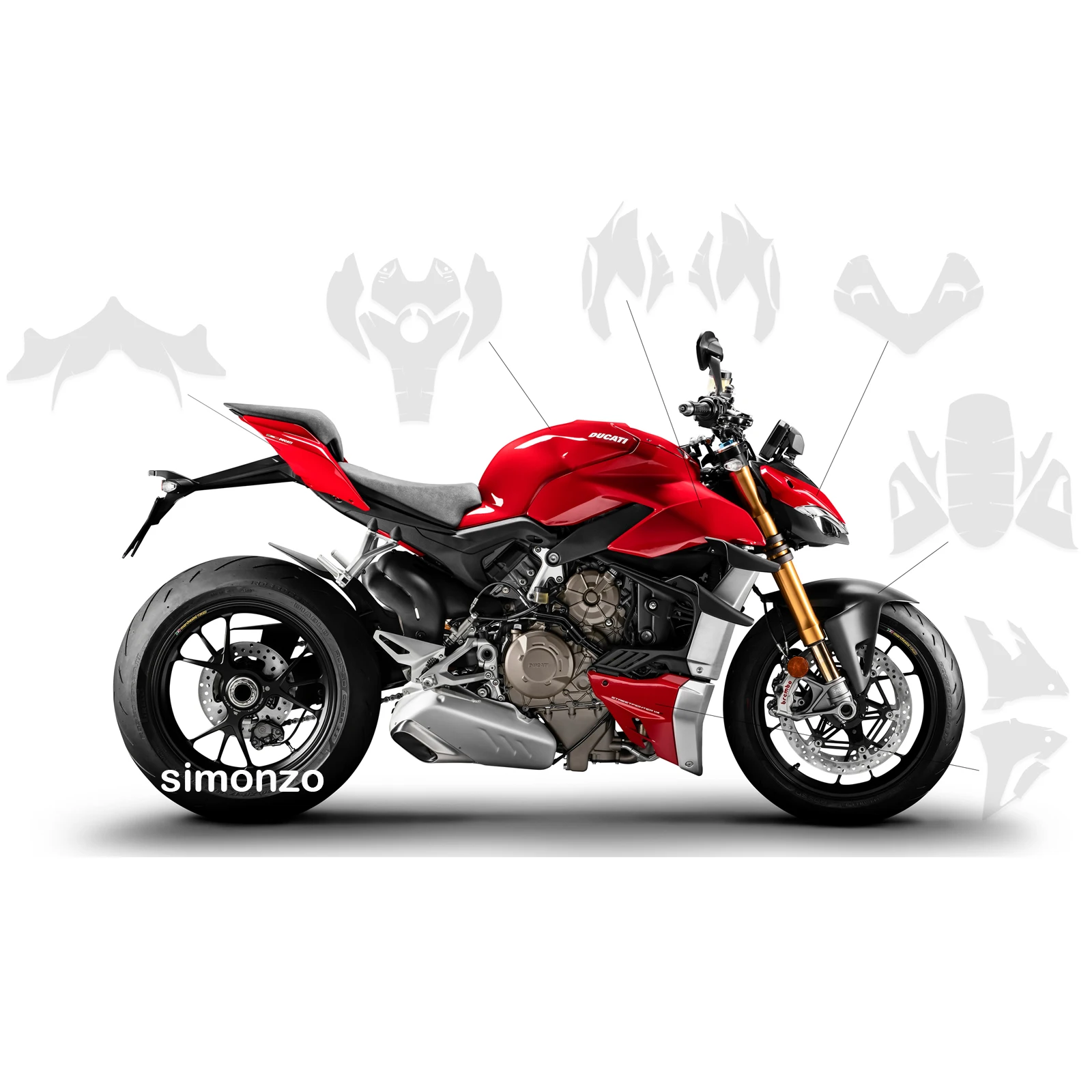 

For DUCATI Streetfighter V4 PPF V4S Fairing Protection TPU Fits Streetfighter V4 Paint Protection Film Protection Complete Paint