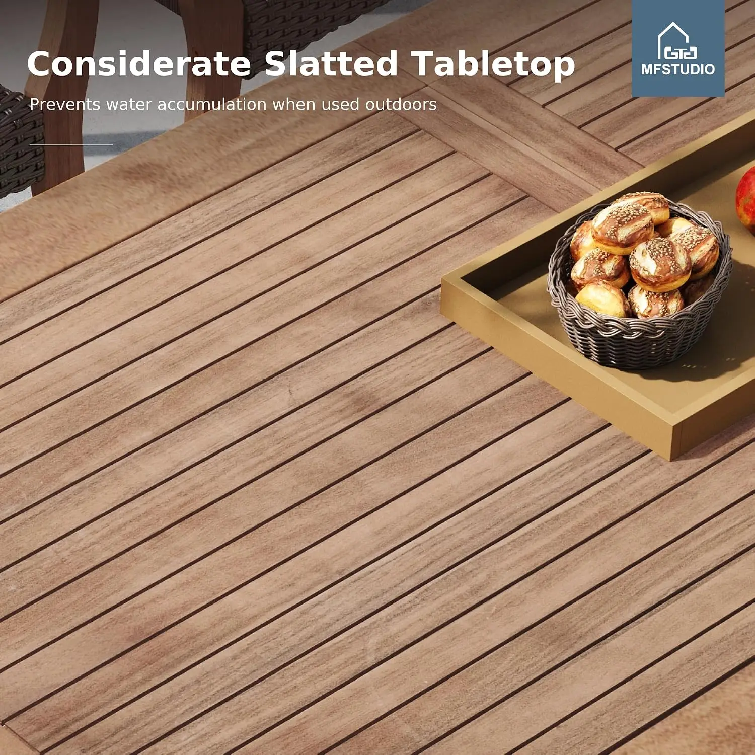 Outdoor Dining Set for 8, Expandable Acacia Wood Table & Chairs, Customized