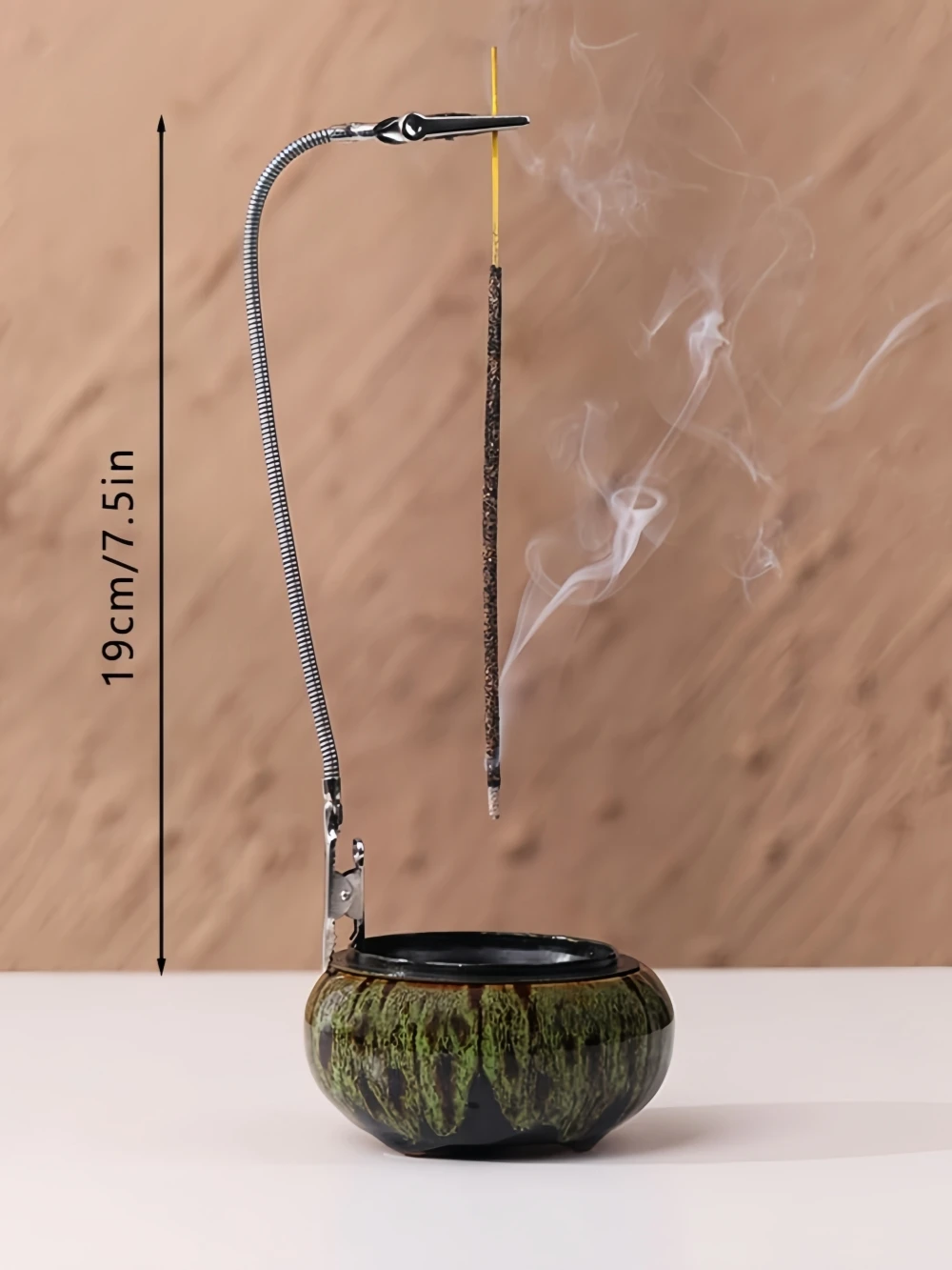 Incense Burner with Calabash Incense Stick Holder - Porcelain Charcoal Censer for Use with Resin Granular Powder Cone or Coil In