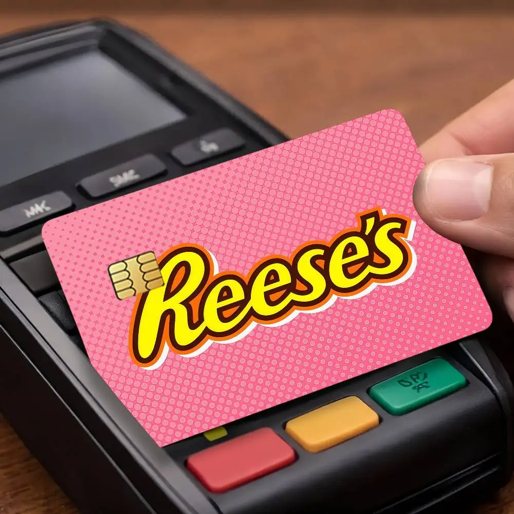 Fashion Logo R-Reeses-ES Credit Card Public Transportation Cards Protective Sticker Waterproof Card Face Decoration 4PCS