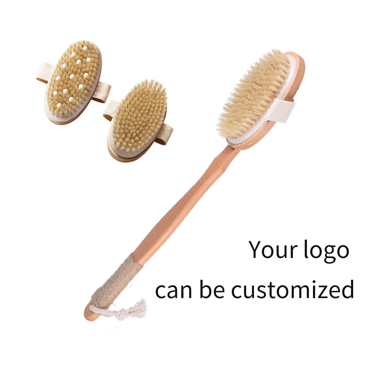 فرشاة الجسم بالفرشاة الجافة - مجموعة فرش جافة ذات شعيرات طبيعية مع فرشاة خشبية طويلة المقبض للتصريف اللمفاوي والتقشير #6