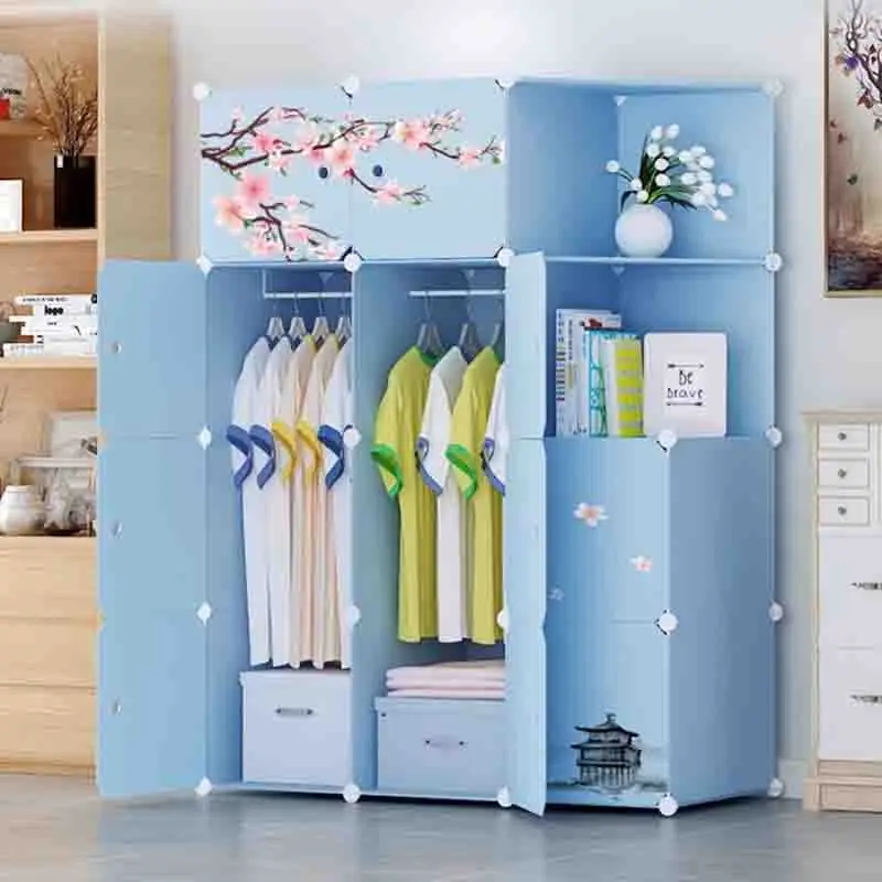 

Foldable Shelf Wardrobe Storage Bedroom Organizer Plastic Cupboard Simple Partitions Closet Cheap Guarda Roupa Home Furniture