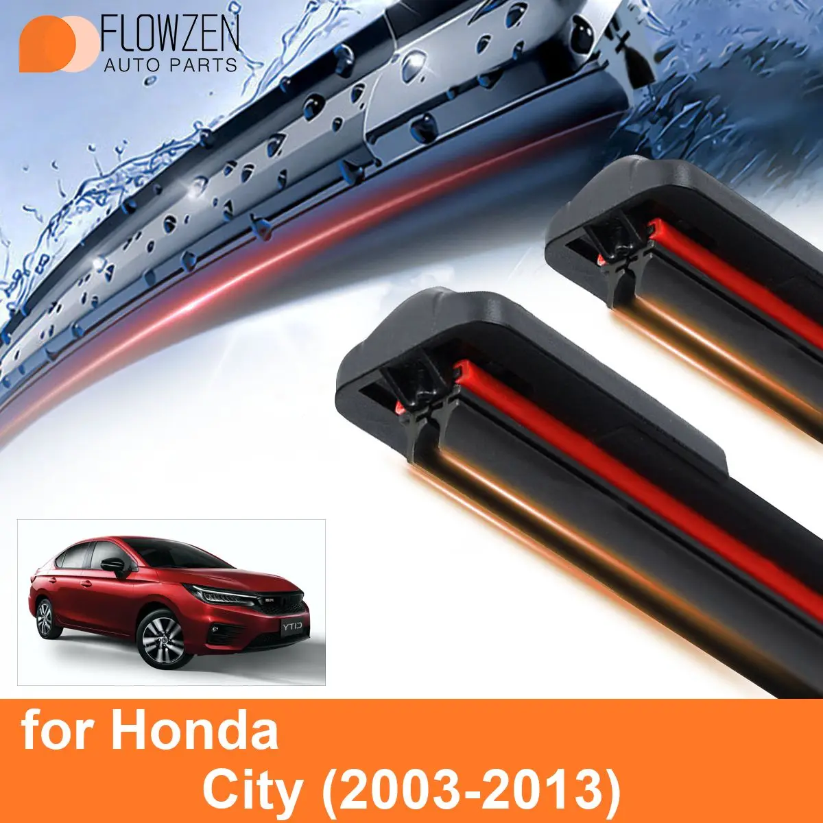 

Лезвия очистителей лобового стекла автомобиля для Honda City, двойные резиновые бескаркасные аксессуары WipersSoft