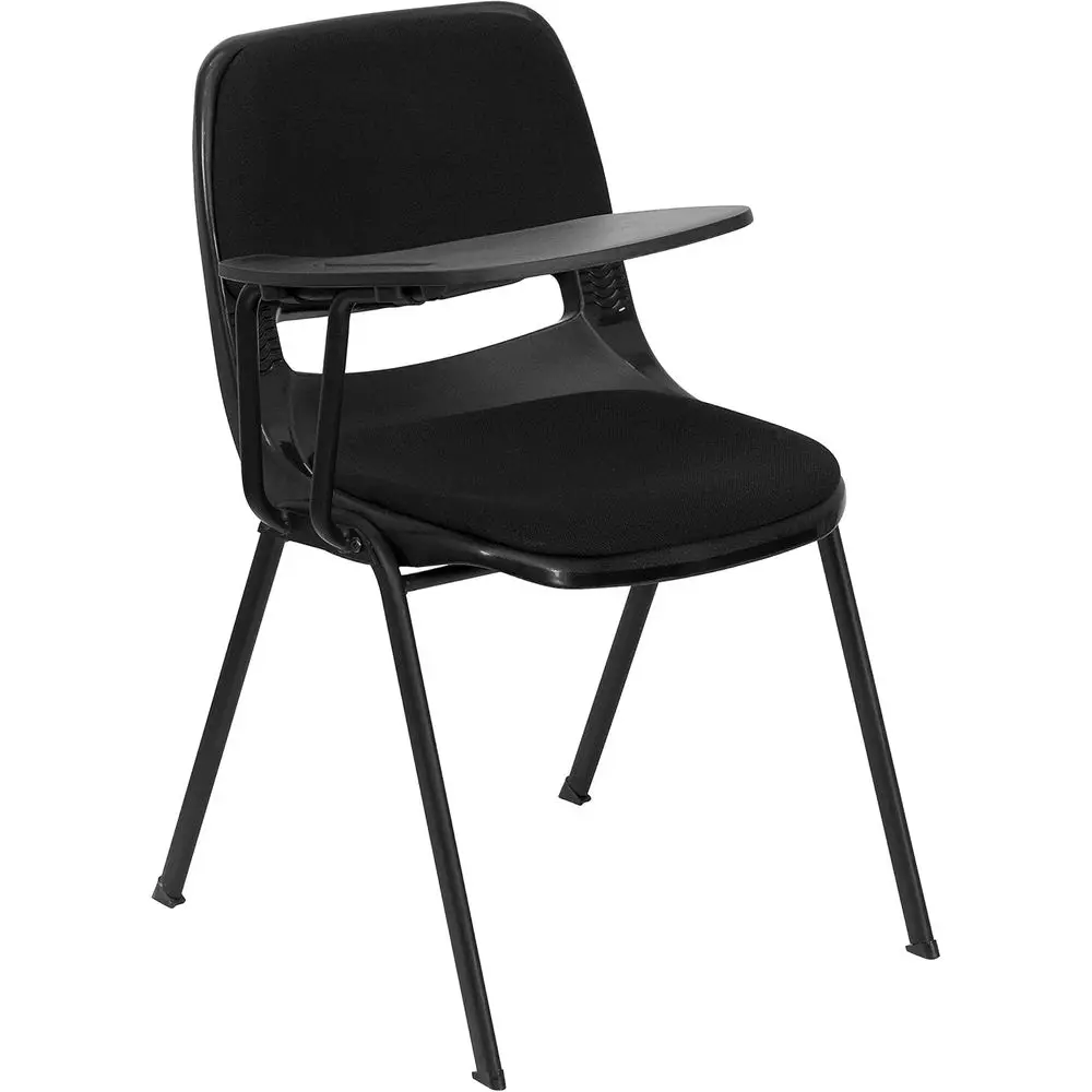 

Black Padded Ergonomic Shell Chair with Right Hd lip-Up Tablet Arm