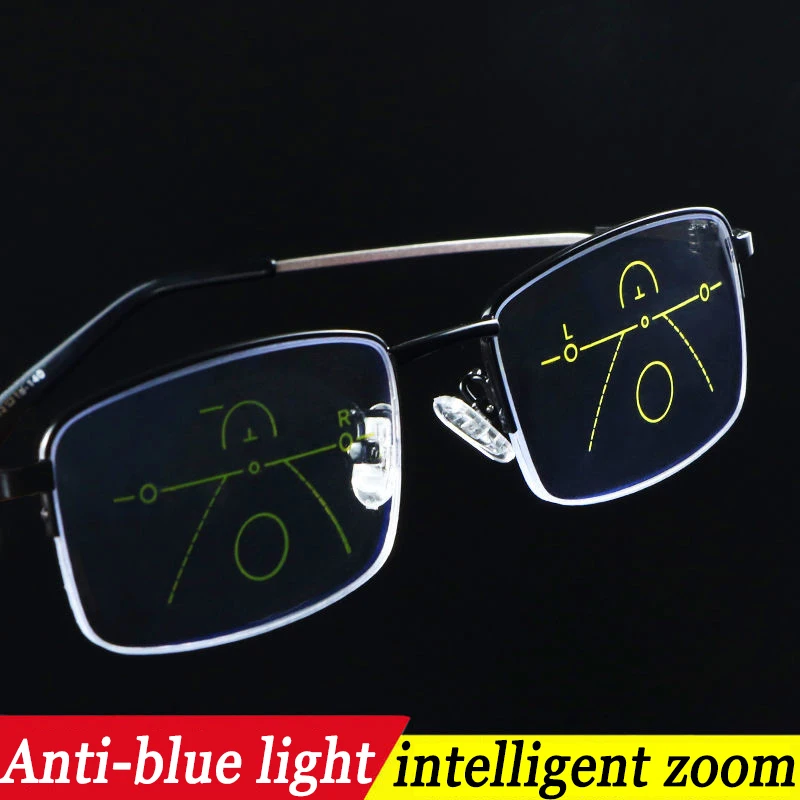 Ultraleichte, flexible Lesebrille mit progressiver Multifokal-Korrektur, Blaulichtfilter, Anti-Ermüdungs-Metallgestell, Lesebrille – Detail 1