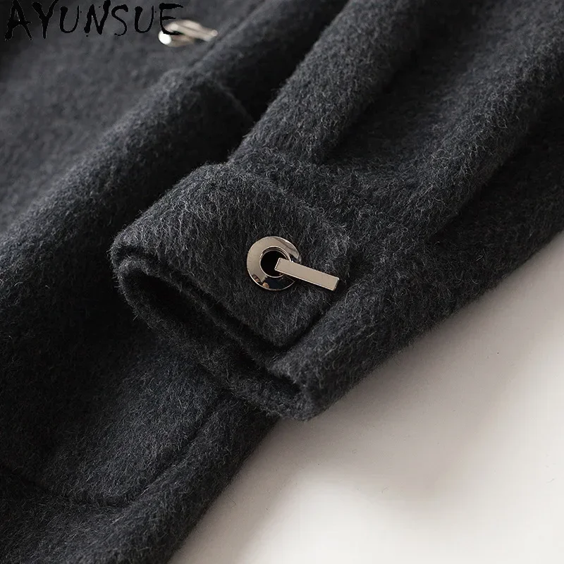 AYUNSUE Top Quality 10% Alpaca 90% Wool Coats for Women 2023 Autumn Winter Chic Loose Double-sided Woolen Jacket Abrigos Mujer