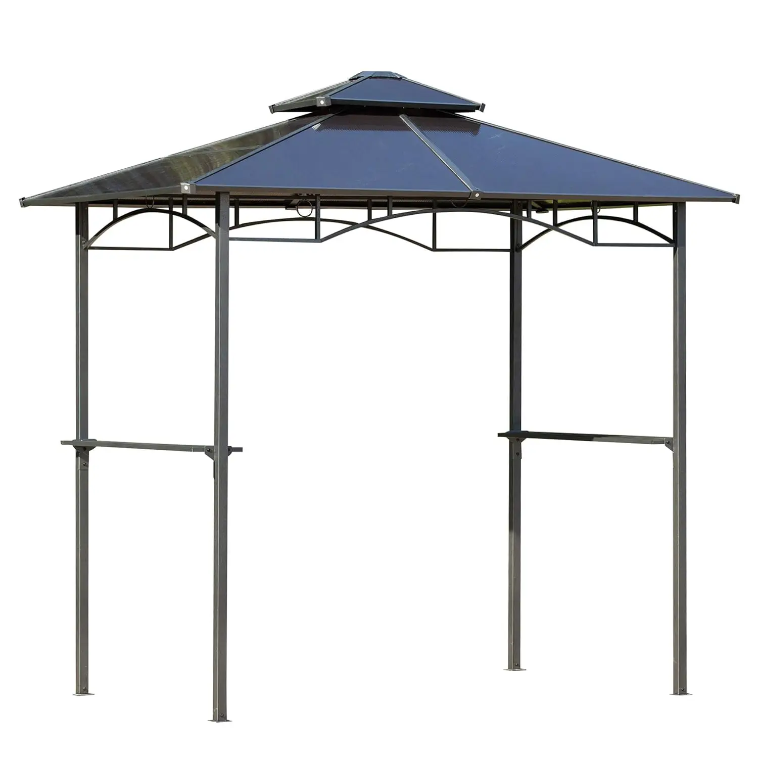 

8' x 5' Barbecue Grill Gazebo Tent, Outdoor BBQ Canopy with Side Shelves, and Double Layer PC Roof, Brown, Customized