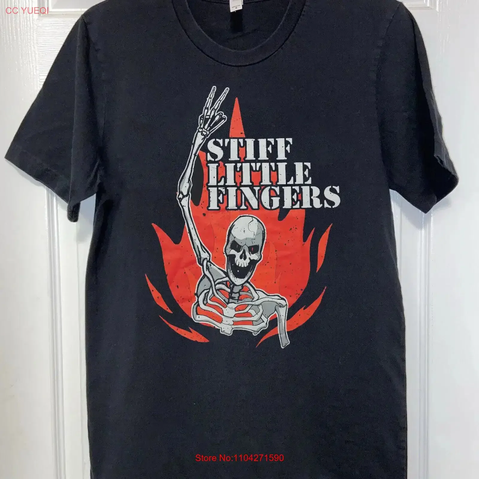 Stiff Little Fingers Skeleton Flame Black T Shirt All Size S to 5Xl vintage Washed Stretched Versatile designer clothes