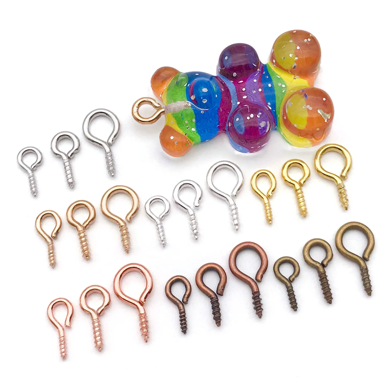 50PCS 4x8/5x10mm Small Screw Eye Pins Eyepins Hooks for DIY Art Crafts Jewelry Making Findings Garment Trims DIY Supplies