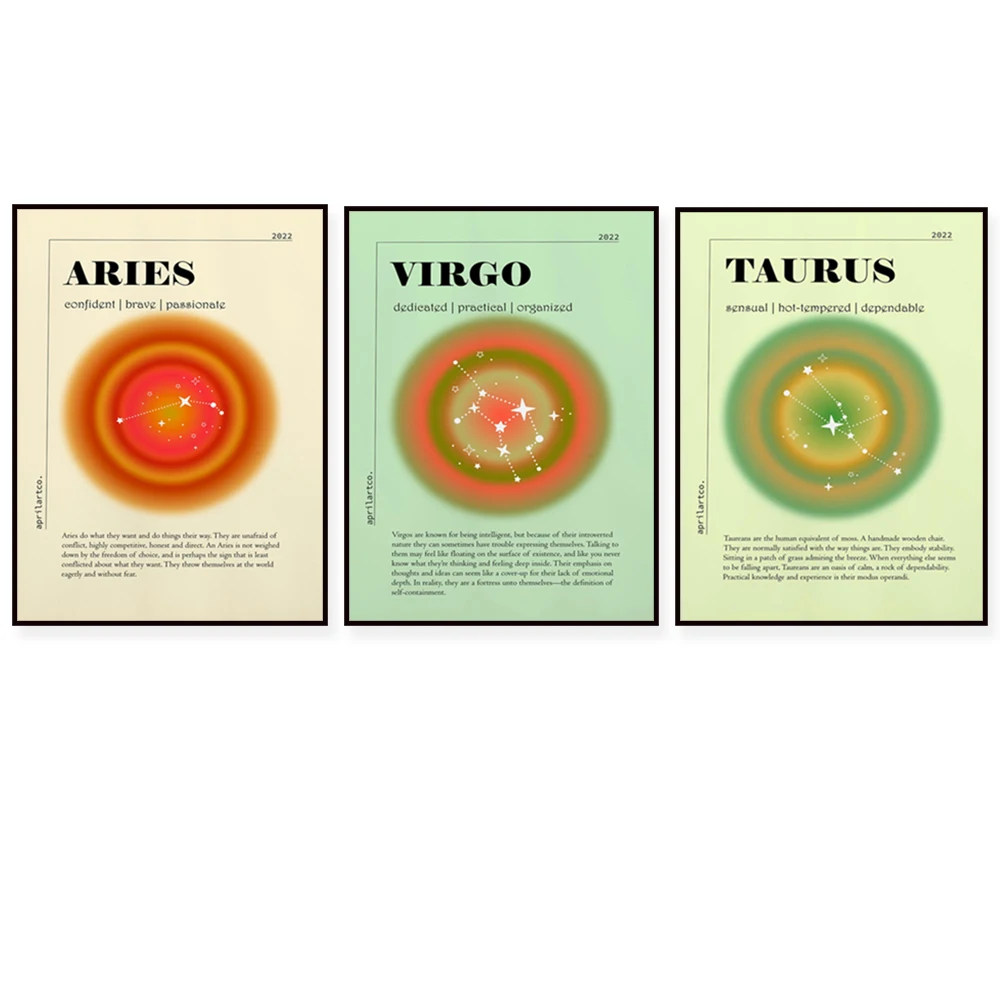 Twelve constellations Gradient Aura,Zodiac Art Printable,Spiritual Star Sign,Astrology Star Sign Poster,Y2K Aesthetic,
