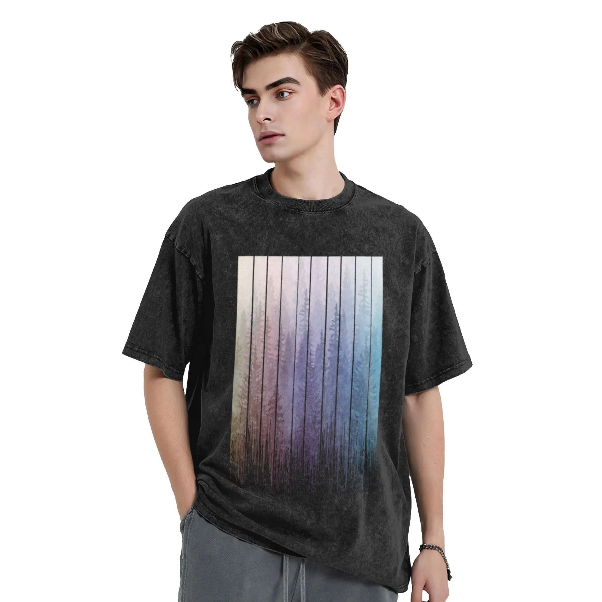 Grunge Dripping Rainbow Misty Forest Unique Chic A Vintage Oversized Cotton Unisex T-Shirts