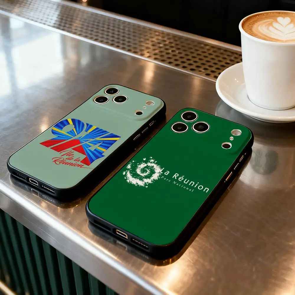

Phone Case For iPhone 17 Air 16 16e Plus Pro MAX15 14 13 12 11 xr 7 8 6 se XSmax Soft black case 974 Reunion Island logo