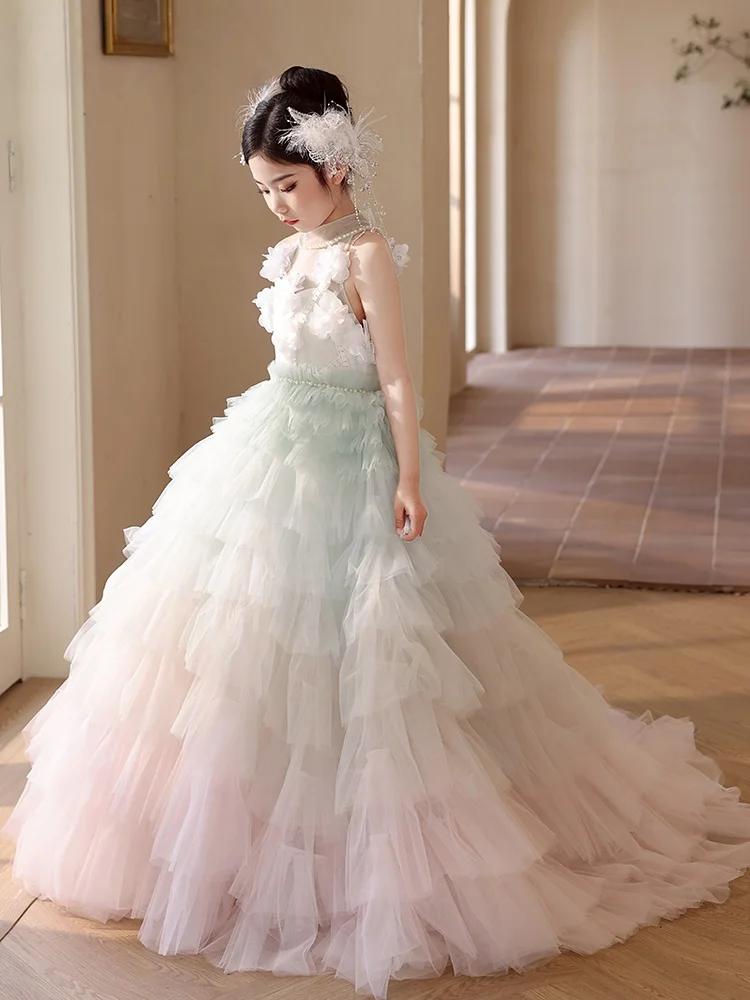Custom JDY High Flower Girl Dress Wedding Party Gown Kids Birthday Party Dress Kids Pageant Gown Kids Formal Dress فساتين اطفال