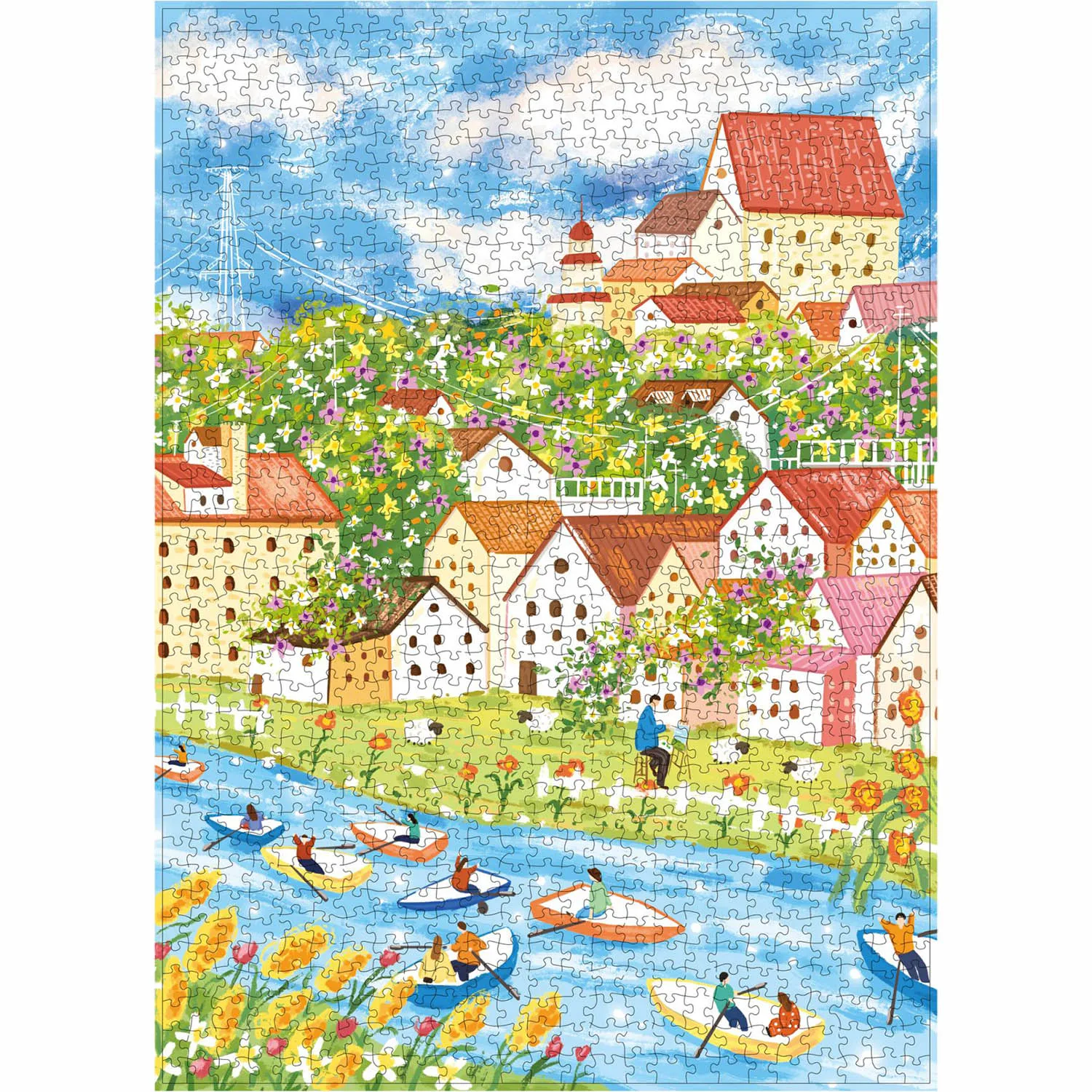 1000pcs Pleasant Scenes Velvet Material Floor Jigsaw Puzzles for Adults Home Decor Games Family Fun Educational Toys for Kids