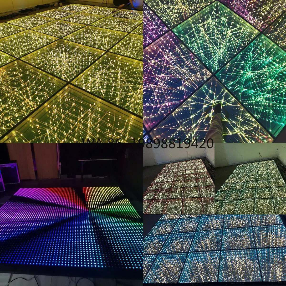 High Quality Load LED Interactive Floor Tile , Tempered Glass 3D Dance Floor for Disco Club Event Rental