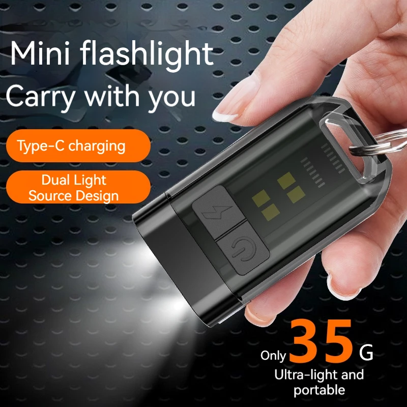 Dual Light Source Mini Flashlight Portable Strong Key Torch 9 Lighting Modes Multifunction Cap Clip Keychain Magnetic Lamp