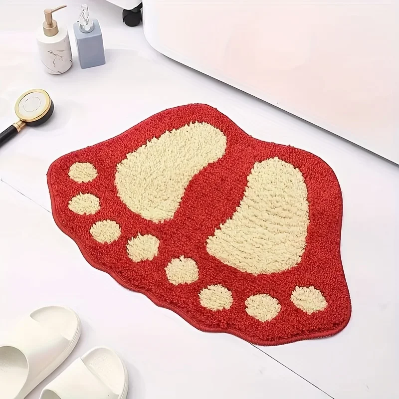 VIKAMA Paw Cute Fluffy Tappetino da bagno Assorbente Tappeto da pavimento ad asciugatura rapida Antiscivolo Ultra morbido Zerbino d'ingresso Decorazioni per la casa