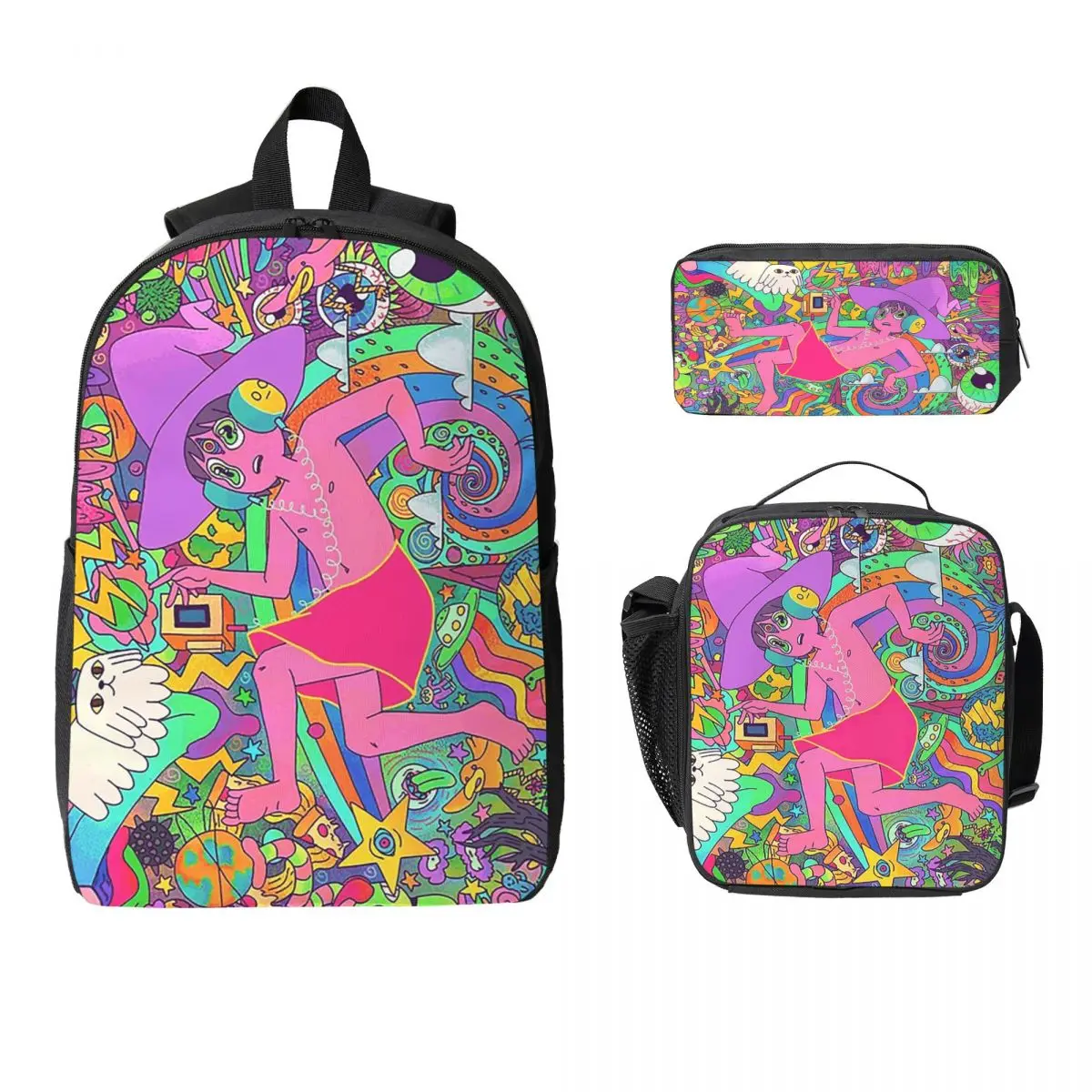 

Рюкзак The Midnight Gospel Trippy для мальчиков и девочек, школьная сумка, компьютерные сумки на плечо, изолированная сумка для обеда 3 шт., пенал