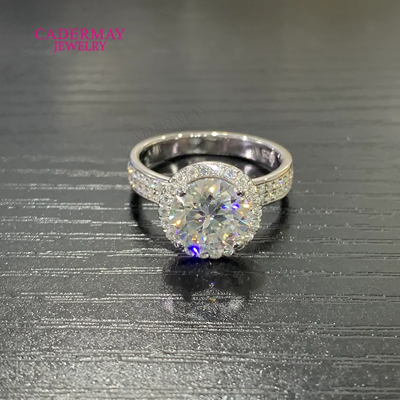 High Quality Real 925 Silver Moissanite Rings 9mm 3ct VVS Moissanite Halo Rings Women Wedding Engagement Gift Party