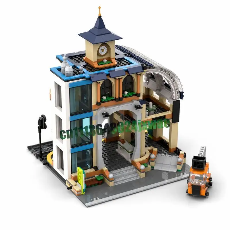 1161PCS MOC Central Train Station Modular Model Custom Puzzle Architecture DIY Assembly Educational Creative Toy Collection Gift