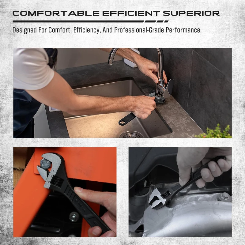 6 8 10 12 بوصة مجموعة مفاتيح قابلة للتعديل مقاومة للتآكل بلمسة نهائية من أكسيد الأسود لإصلاحات السباكة المنزلية للسيارات