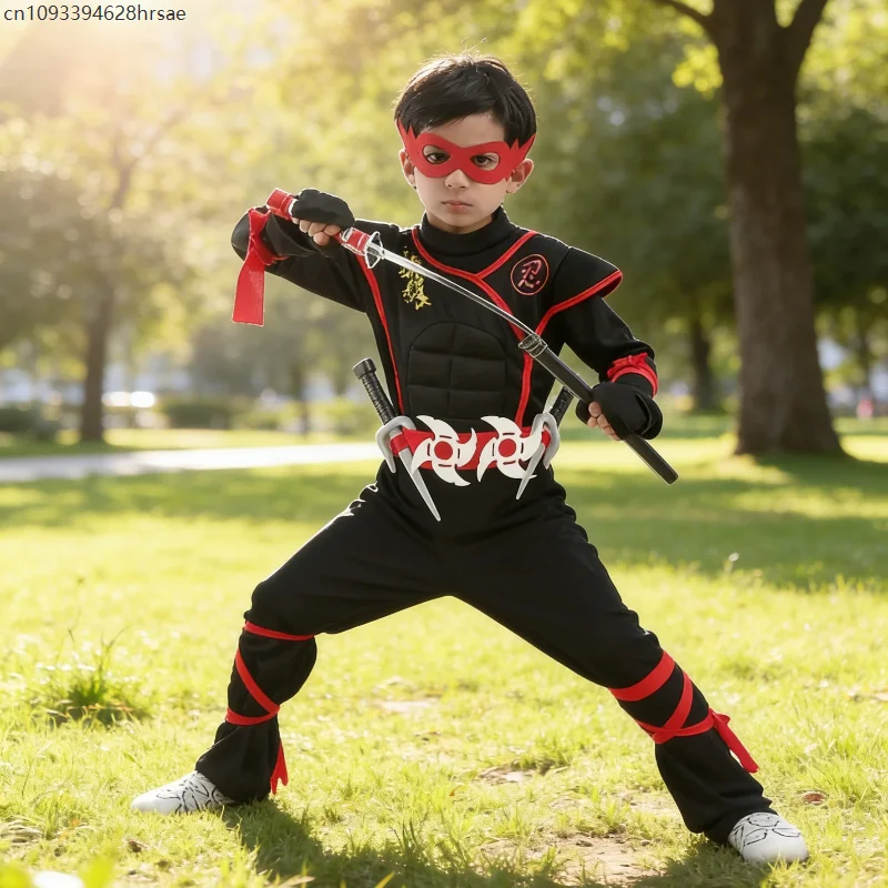 

enfant Samurai Costumes Black Ninja Cosplay Parties Jungen Mädchen Performances Assassin Set World Book Day Stage Outfits