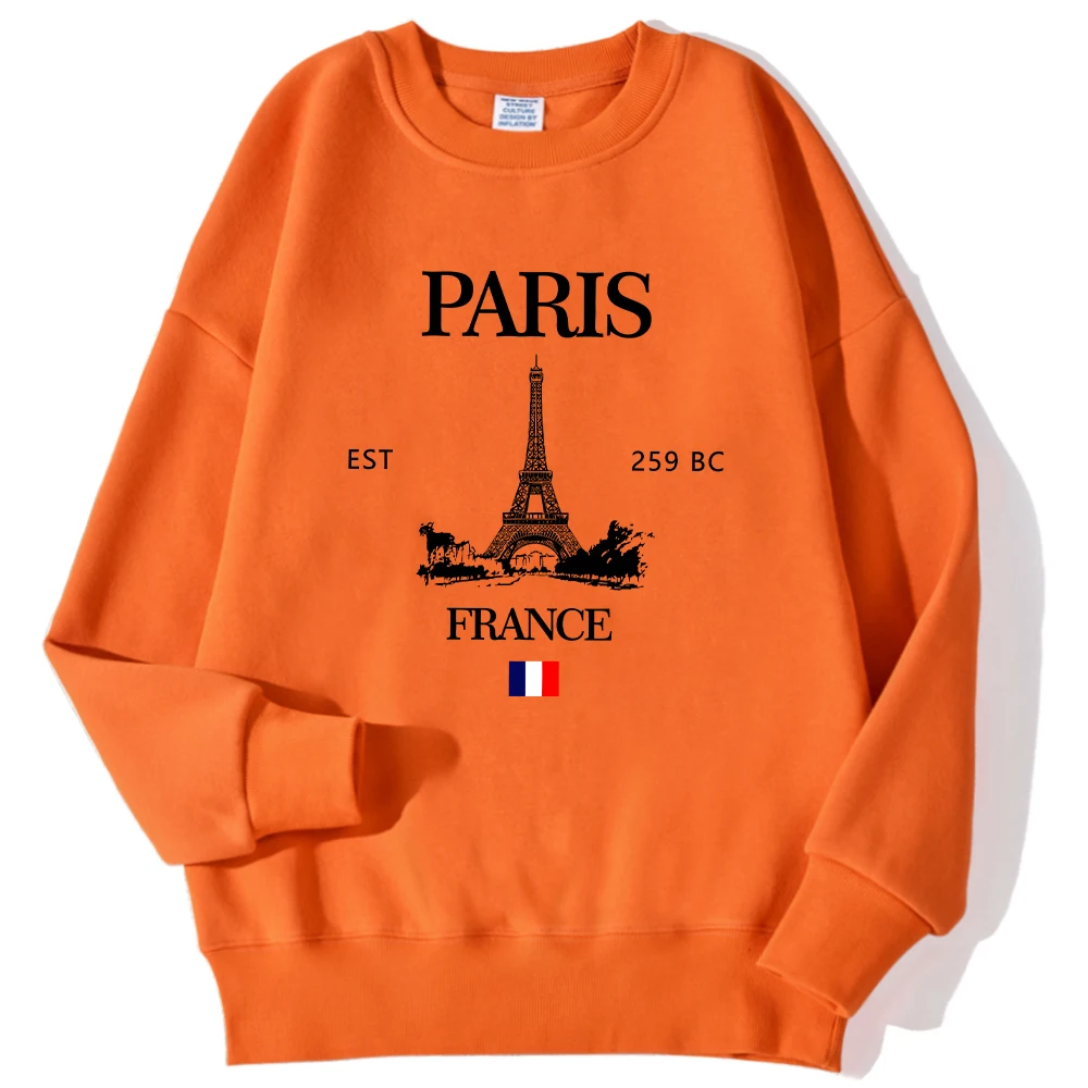 Fashion Womens Hoodie Paris France Eiffel Tower Printing Sweatshirt Crewneck Soft Warm Breathable Pullover Autumn Winter Tops