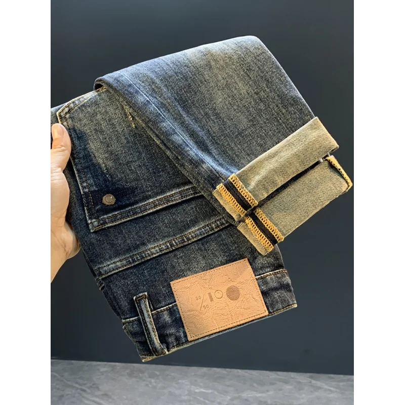 2025年秋新作 メンズマイクロハーレムジーンズ、多用途、カジュアル、伸縮性、スリム、ルーズ、スリムフィット、小脚パンツ