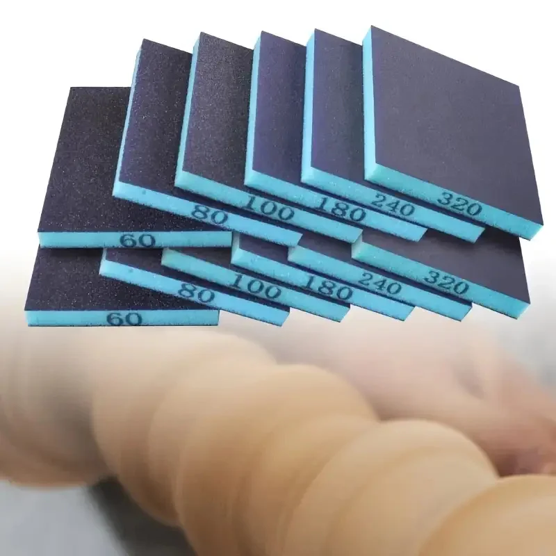 12Pcs Sanded Sponge Block - Reusable Double Size Wet and Dry Mill Pad, Fabric Material with Alumina Granules