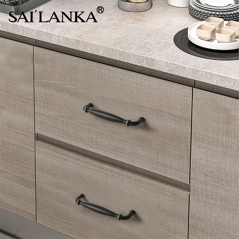 SAILANKA-Brass Kitchen Handle, Retro Luz, Luxo, Armário, Roupeiro, Móveis, Gaveta, Pull, Europeu, Hardware moderno