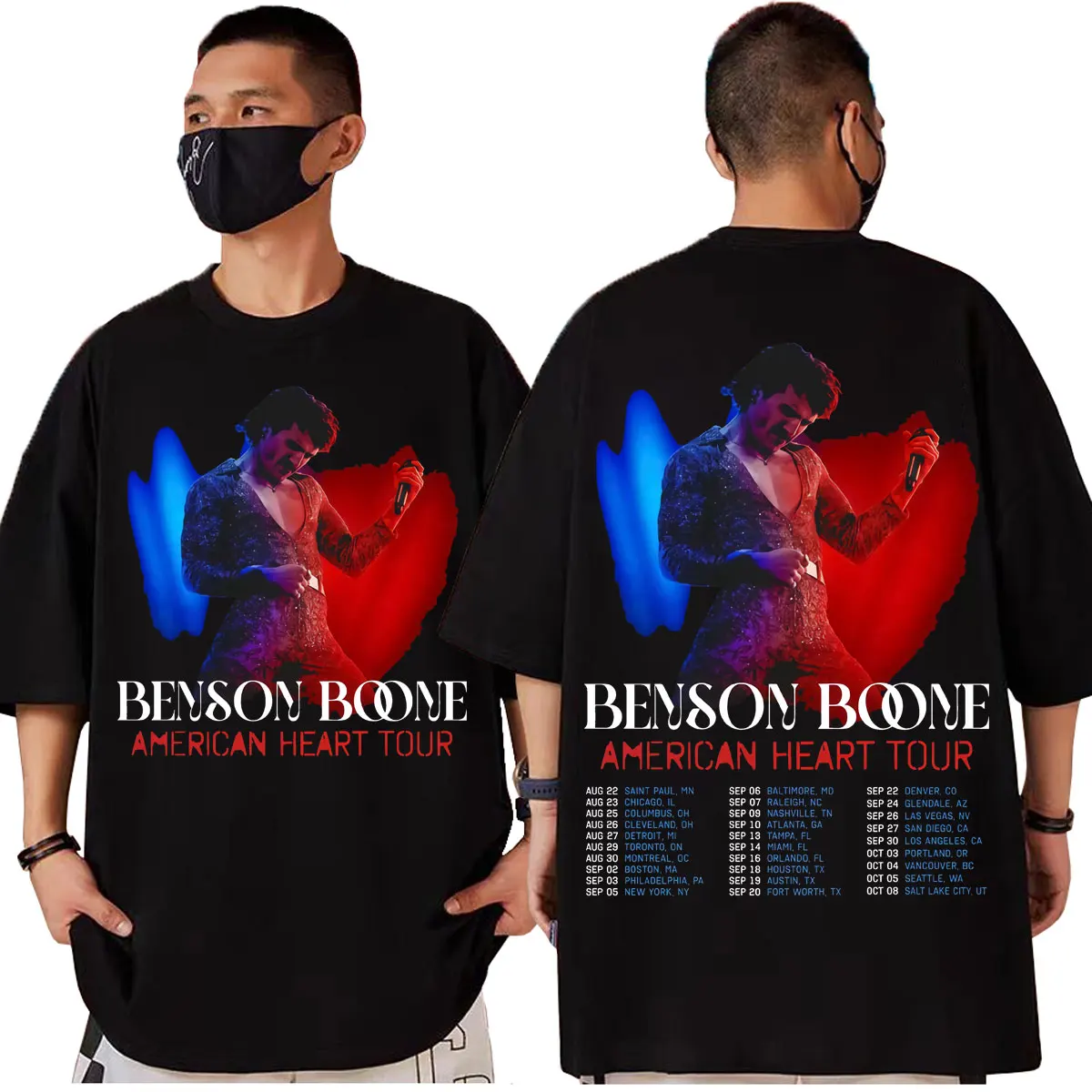 

Singer Benson Boone American Heart World Tour 2025 T-shirt Harajuku Y2k Short Sleeve T Shirts Men Women Fashion Vintage T-shirts