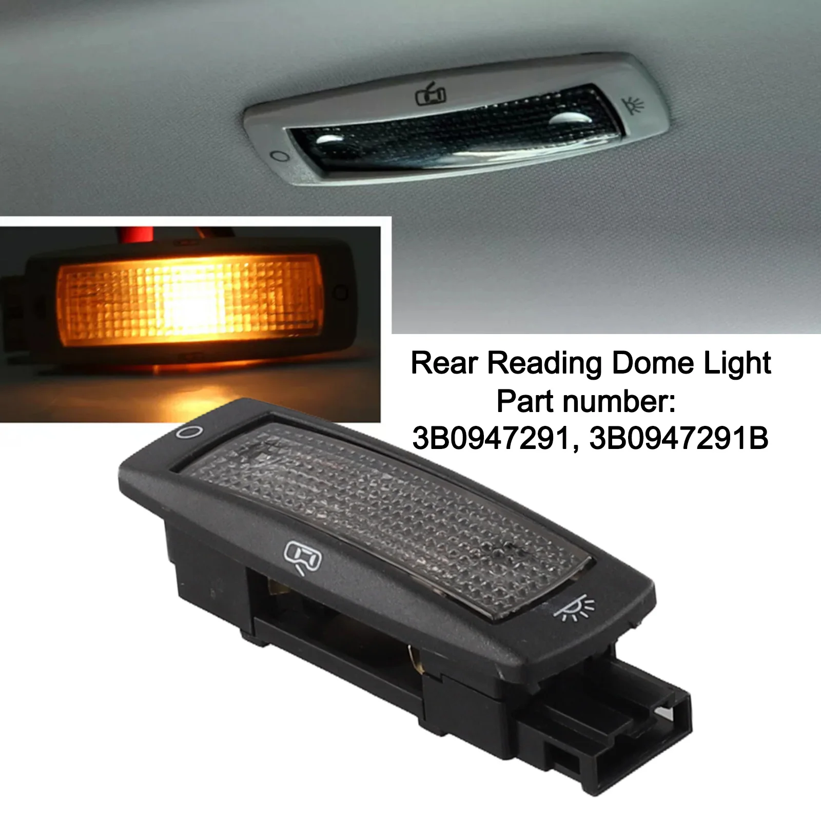 

Black Car Rear Reading Dome Light 3B0947291replacement For Golf 1998-2006 For Passat 1997-2005 For Fabia 2000-2008