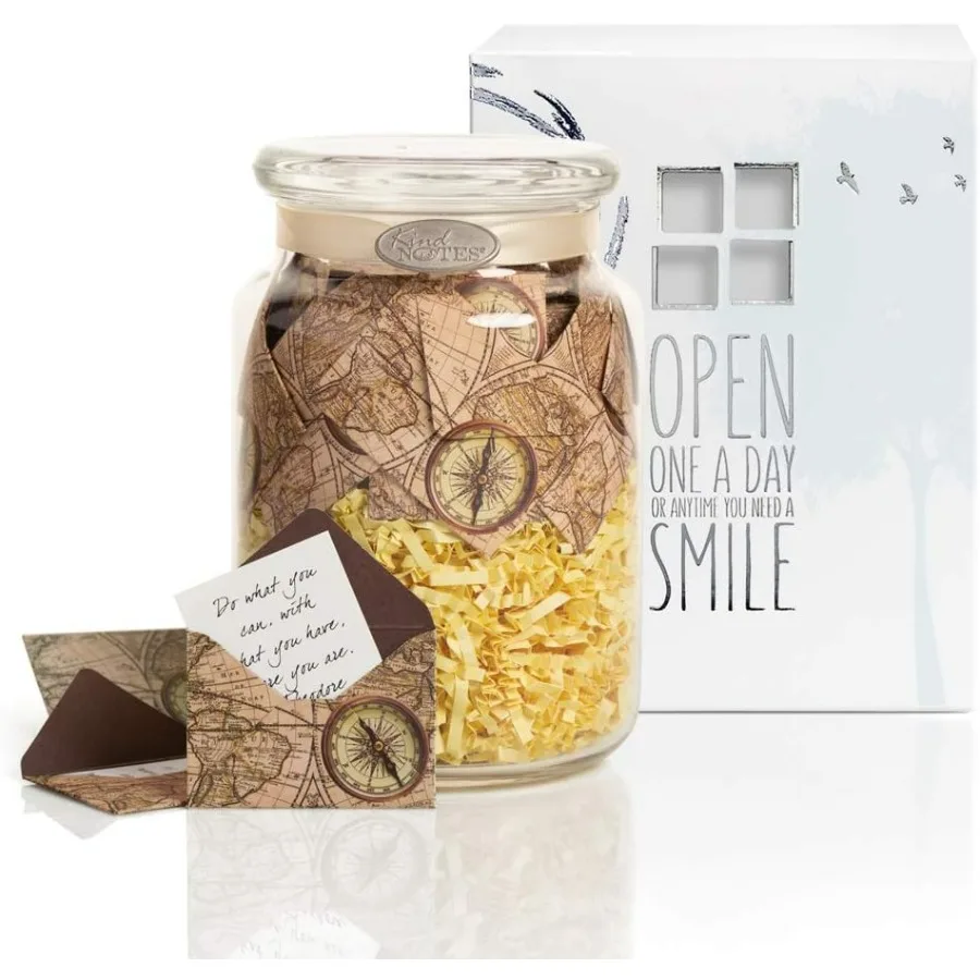 Glass Keepsake Gift Jar with Blank Papers to Write-Your-OWN Messages - Time Travel Ivory