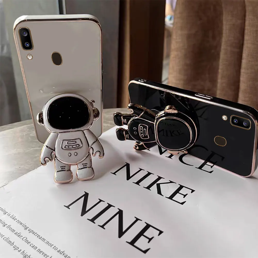 Luxury Astronaut Stand Phone Case For Samsung Galaxy Wide 4 A20 A30 M10S Wied4 Soft Silicone Protective Back Cover