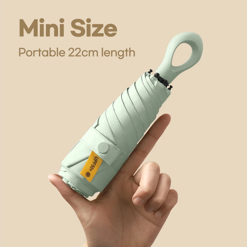 Creative Foldable Mini Umbrella for Girls Windproof Ring Handle Sun Umbrella UV Protection Pocket Parasol Umbrella Woman