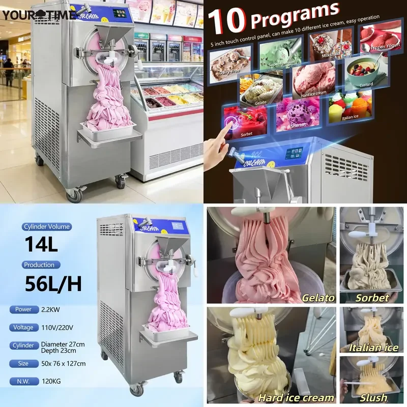 for Mvckyi 56L/h Ice Cream Machine 10 Programs Commercial Batch Freezer Snack Automatic Fresh Fruit Maker
