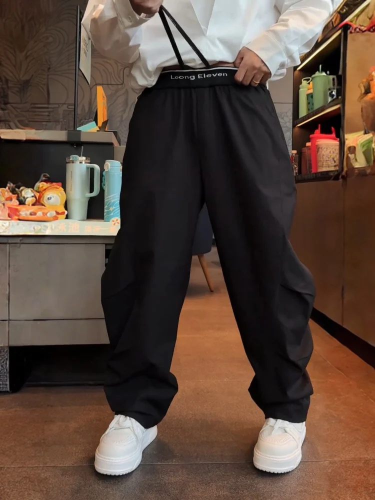 

Fall New Sle Color Blo Letter Men's Casual Sports Pants Loose Wide Leg Straight Knife Trousers Versatile Elastic Waist