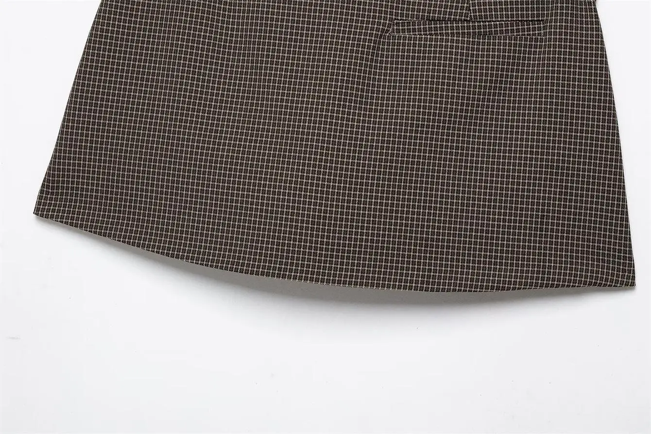 TFMLN Vintage Karierte Röcke für Damen, Schicke Gürtelröcke, Shorts, Modische Miniröcke mit seitlichem Reißverschluss, Slim Fit, Herbst-Outfit für Damen – Detail 10