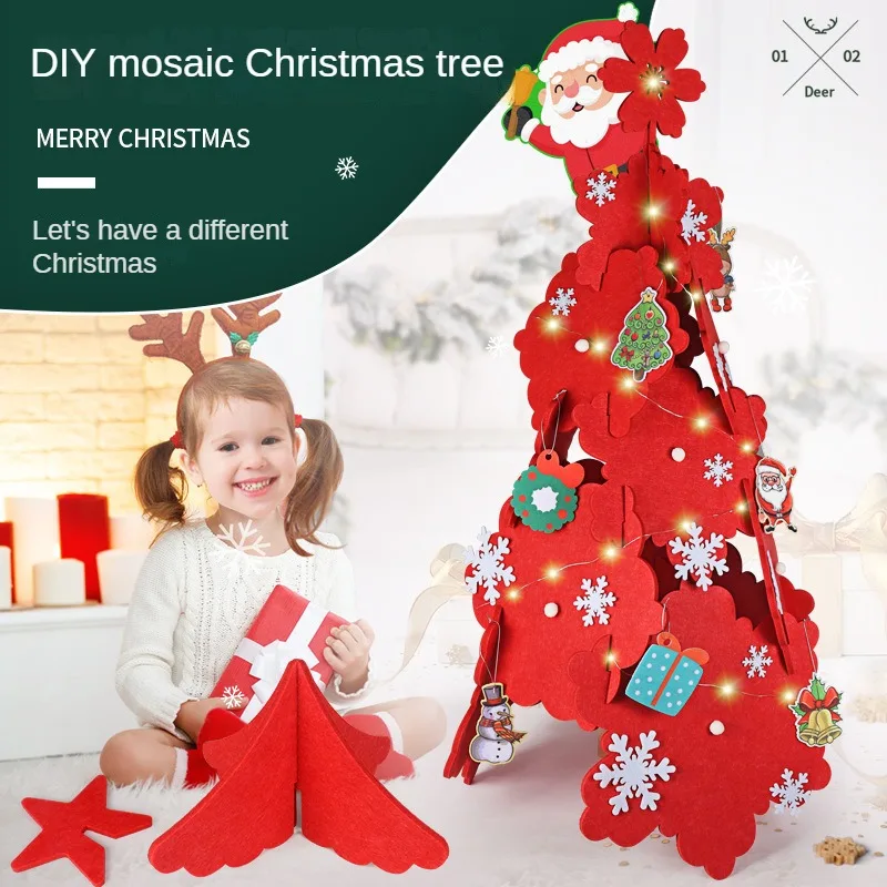 Felt Christmas Tree Children's Puzzle DIY Handmade Splicing 3D Decoration Christmas Atmosphere Gift Decoration New Product