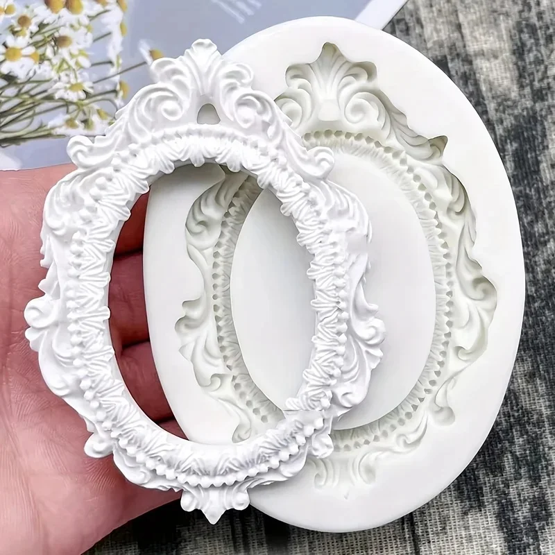 Moule en silicone de style européen pour cadre photo DIY, fabrication de cadres en plâtre, résine époxy, sucre, outil de moulage en silicone pour procédé de retournement