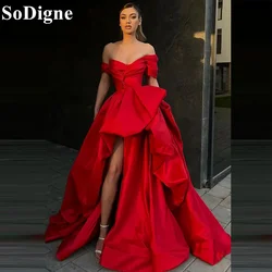 SoDigne Sexy A-Line Off Shoulder Evening Dresses V-Neck Ruched High Slit 2024 Celebrity Party Prom Gowns for Women Customized