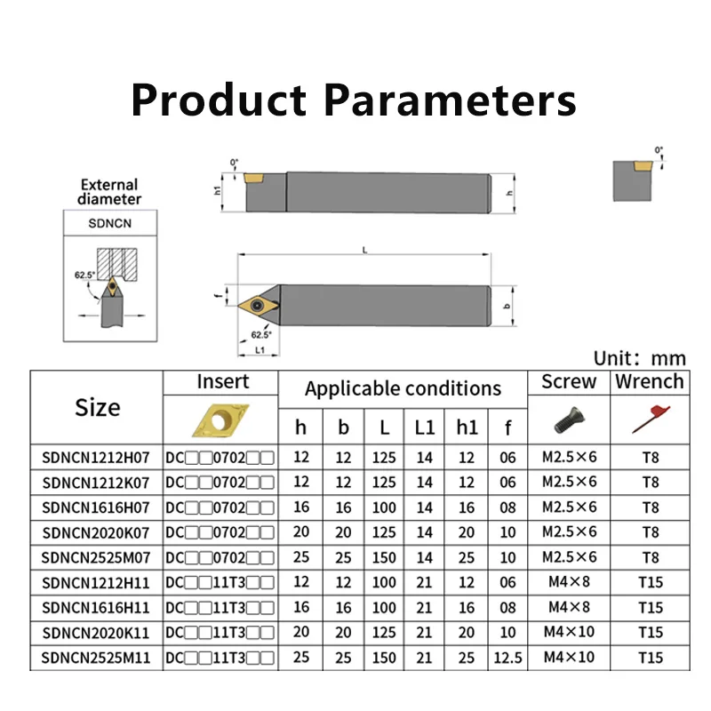 SDNCN1212 SDNCN1616 SDNCN2020 SDNCN2525 SDNCN3232 External Turning Tool Holder Lathe CNC Cutting Tool Cutter Bar