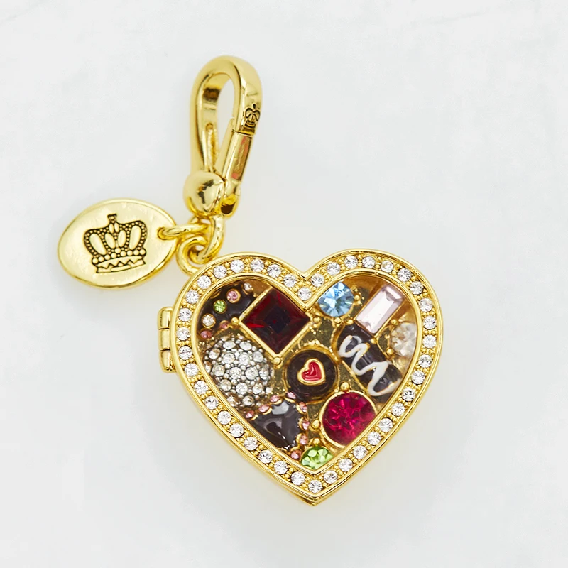 

Fashion glaze diamond set gemstone love chocolate box can be opened pendant