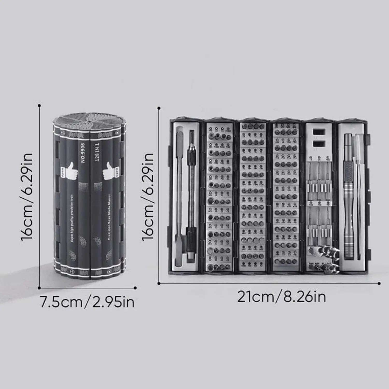128 in 1 Precision Screwdriver Set Magnetic Phillips Torx Screw Driver Bits Portable Electronic Repair Tool Set Roll-up Case