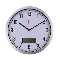 Wall Clock Wall Clock with Temperature and Humidity 12 Inch Plastic Quartz Clock LCD Display Meter Wall Watch Home Decor