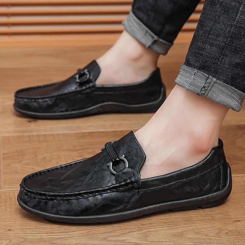 comfort man slip on shoes PU leather office casual shoes for man luxury designer black shoes for man loafers masculino