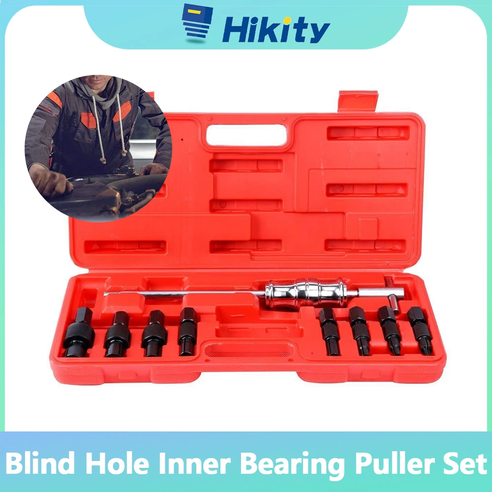 Hikity 9Pcs Blind Hole Inner Bearing Puller Set Auto Repairing Remover Slide Hammer Internal Kit 8-32mm Inner Hole Puller