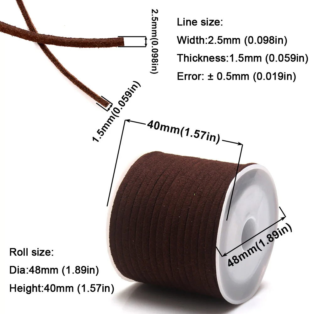 3*1.5MM 10M/Rotolo Cavo in pelle scamosciata sintetica Accessorio Orecchini da donna Bracciale Collana girocollo Gioielli fai da te Creazione di confezioni regalo